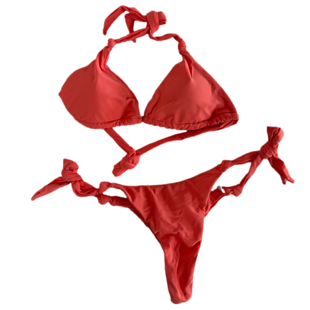 NEW Women's Orange Thong String 2 Piece Bikini Swimsuit Size S #26089